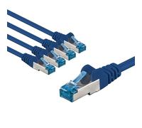 goobay 66034 CAT 6A Network Cable in Set of 5/Patch Cable Shielded S/FTP/CU Ethernet Cable, PiMF, LSZH/Cat 6a Cable with 10Gbits / Blue / 5x 3m