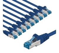 goobay 66039 CAT 6A Network Cable in Set of 10/Patch Cable Shielded S/FTP/CU Ethernet Cable, PiMF, LSZH/Cat 6a Cable with 10 Gbits/Blue / 10 x 5 m