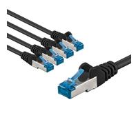 goobay 66040 CAT 6A Network Cable in Set of 5/Patch Cable Shielded S/FTP/CU Ethernet Cable, PiMF, LSZH/Cat 6a Cable with 10Gbits / Black / 5x 1m
