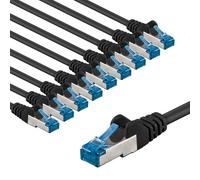 goobay 66045 CAT 6A Network Cable in Set of 10/Patch Cable Shielded S/FTP/CU Ethernet Cable, PiMF, LSZH/Cat 6a Cable with 10 Gbits/Black / 10 x 2 m