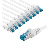 goobay 66054 CAT 6A Network Cable in Set of 10/Patch Cable Shielded S/FTP/CU Ethernet Cable, PiMF, LSZH/Cat 6a Cable with 10 Gbits/White / 10 x 3 m