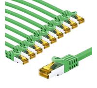 Goobay 66110 CAT7 Network Cable Set of 10/Patch Cable Shielded S/FTP/CU Ethernet Cable, PiMF, LSZH/Cat 7 Cable with 10 Gbits/Green / 10 x 5 m