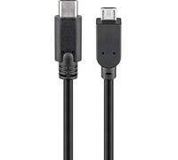 Goobay 67895 USB 2.0 Cable, USB-C Male to to Micro-B 2.0, Black, 0.2m Length