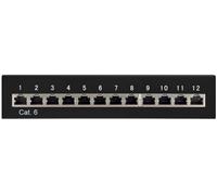 Goobay 69307 CAT 6 Mini/Desktop Patch Panel, 12 Port, Black