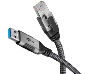 goobay 70695 Cat 6 USB-A 3.0 to RJ45 Ethernet Cable for Stable Wired Internet Co