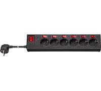 Goobay 72567 AC Power Strip with Surge Protection and Switch, 1.5 m Cable Length