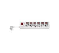 Goobay 72568 AC Power Strip with Surge Protection and Switch, 1.5 m Cable Length