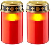 Goobay 74366 LED Grave Light with Timer, Battery Operated, LED Grave Candles, Outdoor Cemetery Candles, Grave Lights, Eternal Light, Grave Lamp, Red, Battery 2X C/LR14 (Not Included) (Pack of 2)