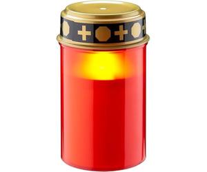 Goobay 74366 LED Grave Light with Timer, Battery Operated, LED Grave Candles, Outdoor Cemetery Candles, Grave Lights, Eternal Light, Grave Lamp, Red, Battery 2X C/LR14 (Not Included)