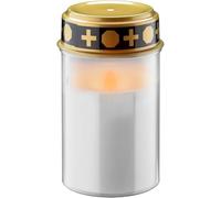 Goobay 74367 LED Grave Light with Timer, Battery Operated, LED Grave Candles, Outdoor Cemetery Candles, Grave Lights, Eternal Light, Grave Lamp, White, Battery 2X C/LR14 (Not Included)