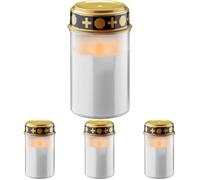 Goobay 74367 LED Grave Light with Timer, Battery Operated, LED Grave Candles, Outdoor Cemetery Candles, Grave Lights, Eternal Light, Grave Lamp, White, Battery 2X C/LR14 (Not Included) (Pack of 4)