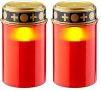Goobay 77757 LED Grave Light with Battery, Grave Candles, Outdoor Graveyard Candles, Grave Lights, Eternal Light, Grave Lamp, red, Battery Operated, 2 x AA Mignon (Not Included) (Pack of 2)