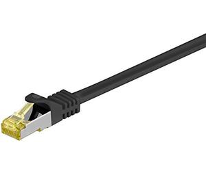 Goobay 92650 RJ45 Patch Cable with CAT 7 Raw Cable, Double Shielded, S-FTP up to 600 Mhz, Halogen-Free, Copper Cable Plug, Gold-Plated Contacts, 1.5 m, Black
