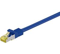 Goobay 92671 RJ45 Patch Cable with CAT 7 Raw Cable, Double Shielded, S-FTP up to 600 Mhz, Halogen-Free, Copper Cable Plug, Gold-Plated Contacts, 0.25 m, Blue