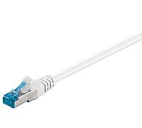 goobay 92708 CAT 6a Patch Cable Ethernet Cable Double Shielded S-FTP up to 10000 Mbits, 500 Mhz, Halogen-Free Copper Cable, RJ-45 Plug, Gold-Plated Contacts, 0.5 m, White