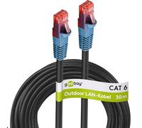 Goobay 94394 Outdoor Patch Cable CAT 6 Cable / 2-fold PE Sheath Waterproof / RJ45 Plug Ethernet Cable/Outdoor Network Cable 40m / Black/LAN Cable 40m