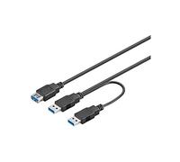 Goobay 95749 USB 3.0 Dual Power Superspeed Cable, Black, 0.3m Length