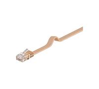Goobay 95880 CAT 6 Flat-Patch Cable, U/UTP, Light Brown, 1 m Length