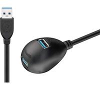 Goobay 95918 USB 3.0 Hi-Speed Extension Cable with Desktop Foot, Black, 1.5m Len