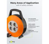 Goobay Cable Reel 15 M Cable Drum, Handy, 4x Protective Contact Sockets