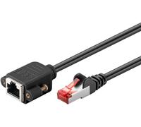 Goobay CAT6 (CU) S/FTP (PiMF)/CAT 6 Extension Cable for Ethernet Cable / RJ45 Plug to RJ45 Plug with Mounting Flange / 250MHz / 0.5m, Black - 65636