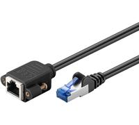 Goobay CAT6A Extension Cable (CU) S/FTP (PiMF)/CAT 6A Extension for Ethernet Network Cable / RJ45 to RJ45 Socket with Mounting Flange / 500 MHz / 0.5 m Black - 65641