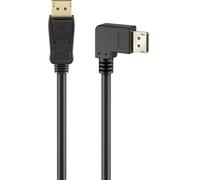 goobay DisplayPort Cable 2.0/2.1, 3 Metres, 8K 144Hz, 54 Gbps, 90° Plug, UHD, HDR, DSC, G-Sync, FreeSync, DP to DP, Black, for Gaming, Monitor, Projector, VR, Daisy Chain, 77054