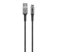 goobay Fast Charging Cable USB C to USB A - 15 W 20 V/Extremely Robust Textile Cable / 480 Mbits Charging Cable USB C/Fast Charging Cable Samsung USB C Cable/Fabric Cable Grey / 1 m - 49296