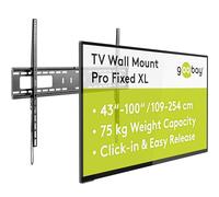 Goobay Fixed Pro TV Wall Mount (XL), 43-100" TV - Max 75kg - Easy and Secure Mount with Auto Locking - VESA Compatible - Swivel Motion - QLED/LED - Black 49892