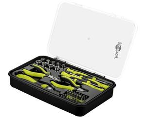 goobay Hand Tool Set 49 Pieces Mobile Tool Set for DIY Work and on The Go - Screwdriver, Bit Set, Sockets, Bit Holder, Bit Extension, Side Cutters, Needle-Nose Pliers, Tool Case - 77846