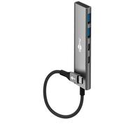 goobay Hub USB-C 4 Ports Slim - 1x C + 3x A (USB 3.2), SuperSpeed 5Gbit/s, aluminium housing, compatible with MacBook, iPhone, Android, SSD, Windows/macOS/Linux, 76563