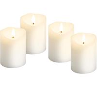 goobay Lighted Candles with Timer Function Set of 4 in White with 3D Wick & Battery Operated, Elegant for The Living Room, Dining Room and Advent - 77780