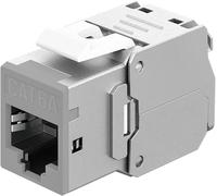 goobay RJ45 Coupling Keystone RJ45 LAN Cable Connector - Slim STP Module, 16.6 mm Wide, Tool-Free LSA Assembly, CAT 6A, PoE+ Compatible, Zinc Die-Cast Housing, 10-Gigabit Ethernet, Grey - 77946