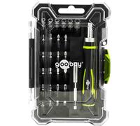 goobay Screwdriver Set with 26 Pieces Precision Bit Set, Ratchet Screwdriver with Magnetic Holder, S2 Steel Bits, Socket Set, Storage Box, Precision Mechanic Tool Set - 77840