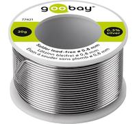 goobay Solder with Flux Diameter 0.8 mm, 20 g, Lead-Free for Soldering on Electrical Components, 0.3% Silver, 7% Copper, 99% Tin, Flux Content 2.5%, Melting Point 217°C, 77421