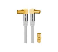 Goobay TV Antenna Cable White (135 dB Type), 4x Shielded Gold-Plated Coaxial Socket 90° > Coaxial Plug 90° (5.0 m)
