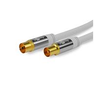 Goobay TV Antenna Cable White (135 dB Type), 4x Shielded Gold-Plated Coaxial Socket Coaxial Plug (3.0 m)