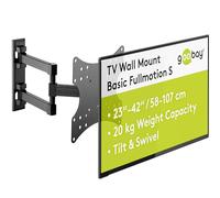 Goobay 49715 TV Wall Mount Basic Fullmotion (S) 23 Inches to 42 Inches (58-107 cm), Double Arm Joint, Fully Movable, Swivelling/Tilting, 20 kg, Vesa Standard, Black