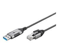 Goobay USB-A 3.0 to RJ45 Ethernet CAT 6 Cable Slim/Adapter Cable/Stable Wired Internet Connection with Router/Network Switch/USB to RJ45 Adapter / 1 Gbit/s / 3 m/black-silver / 74396