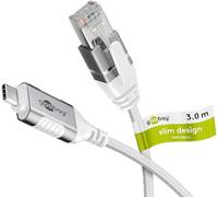 Goobay USB-C 3.1 to RJ45 Ethernet CAT 6 Cable Slim/Adapter Cable/Stable Wired Internet Connection with Router/Network Switch/USB to RJ45 Adapter / 1 Gbit/s / 3 m/White / 74388