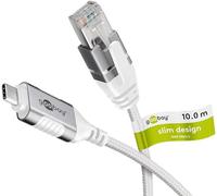 Goobay USB-C 3.1 to RJ45 Ethernet CAT 6 Cable Slim/Adapter Cable/Stable Wired Internet Connection with Router/Network Switch/USB to RJ45 Adapter / 1 Gbit/s / 10 m/White / 74391