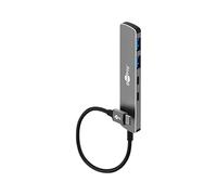 goobay USB C 3.2 - USB A 3.2 / USB-C Male to 2 x USB-C/2 x USB-A, Compact Hub for Laptop, Tablet, Smartphone, SuperSpeed Data Rates up to 5 Gbps, Compatible with Windows/Linux/macOS - 79159