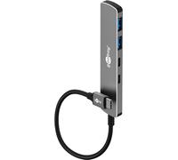 goobay USB C 3.2 - USB A 3.2 / USB-C Male to 2 x USB-C/2 x USB-A, Compact Hub for Laptop, Tablet, Smartphone, SuperSpeed Data Rates up to 5 Gbps, Compatible with Windows/Linux/macOS - 79159