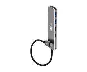goobay USB C 3.2 - USB A 3.2 / USB-C Male to 2 x USB-C/2 x USB-A, Compact Hub for Laptop, Tablet, Smartphone, SuperSpeed Data Rates up to 5 Gbps, Compatible with Windows/Linux/macOS - 79159