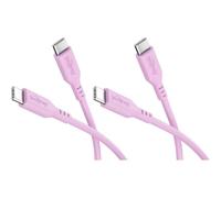 Goobay USB-C Silicone Cable Set of 2, 1.5m, Pink, 60W, USB-C to USB-C | USB C cable 1.5 m length, Power Delivery up to 60 W and 3 A charging current, Soft silicone sheath for high flexibility