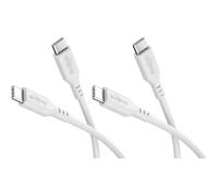 Goobay USB-C Silicone Cable Set of 2, 1.5m, White, 60W, USB-C to USB-C | Power Delivery up to 60 W and 3 A charging current, Soft silicone sheath for high flexibility, kink protection