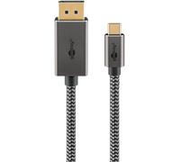 Goobay USB C to DisplayPort 1.2 Cable 4k @ 60Hz Type C Thunderbolt 3/4 to DP Cable USB 3.1 Compatible with Mac Book, iPhone, Surface / 2 m/Textile Cable / 75708
