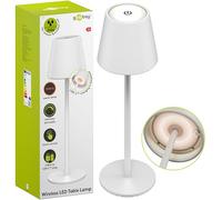 goobay Wireless LED Table Lamp 37 cm, dimmable, touch control, 170 lm, warm white 3000 K, battery up to 20 hours, IP44 splash water protection, metal housing, incl. USB-C charging cable - white, 77672