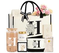 GooBird Birthday Gifts for Women,Monogrammed Personalized Gifts-Initial Tote Bag Gift Set for Her, Mom, Teacher, H