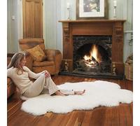 GOOBIX Faux Fur Sheepskin Rug Large White Soft And Silky Hair 5-6cm Washable Non-Slip Area Rug Seat for Armchair Bed Sofa Floor, 47.2 × 70.8in